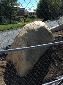 Newly installed rock at Fresh Pond. Was a study committee needed to move this rock?