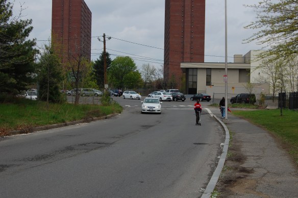 New Street empties into the Fresh Pond Mall parking lot.