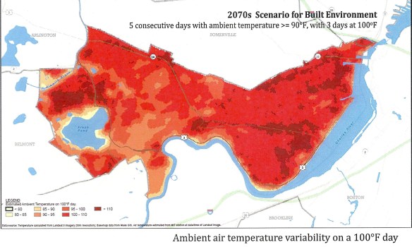Projected urban heat island effect in 2070
