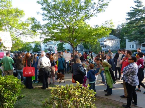 Neighbors rallied before the meeting (photo by Coalition to Save the Mugar Wetlands)